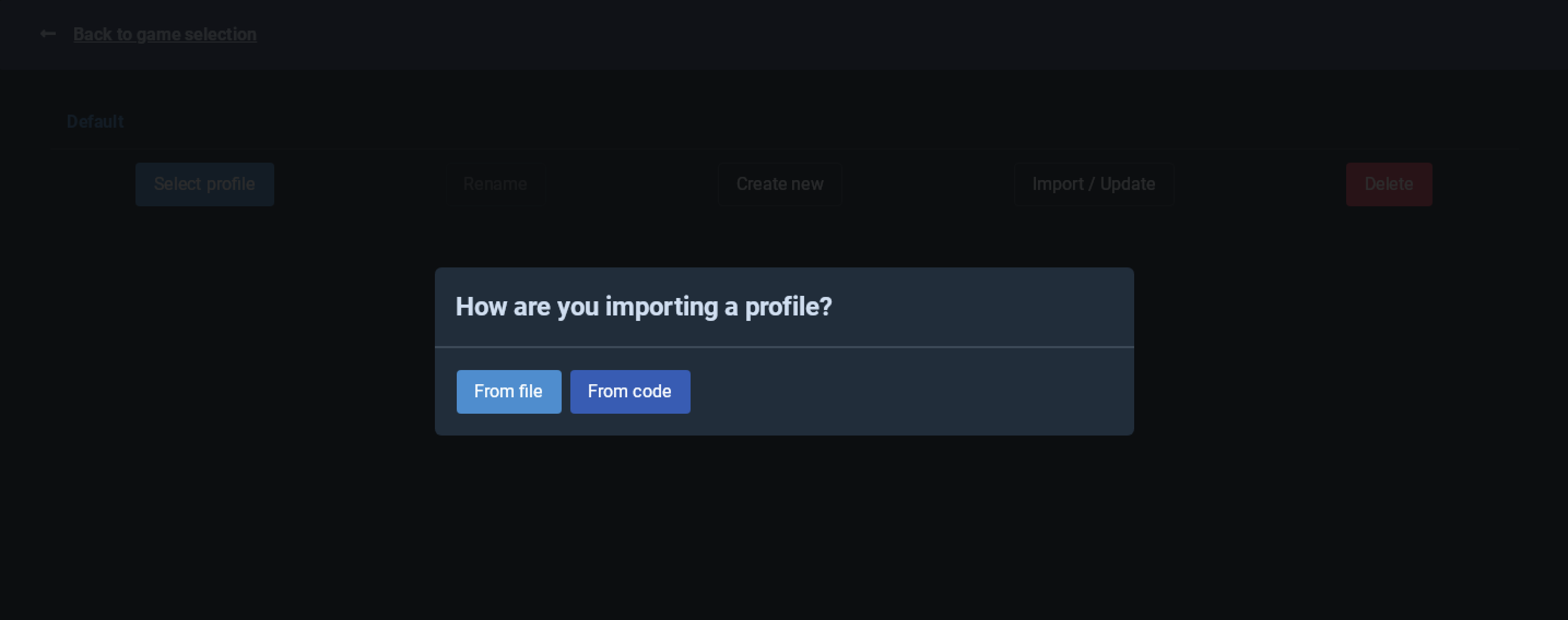 Importing a profile