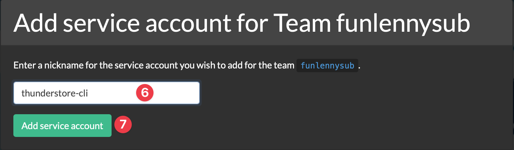 Naming the service account