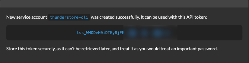 Copying the API token